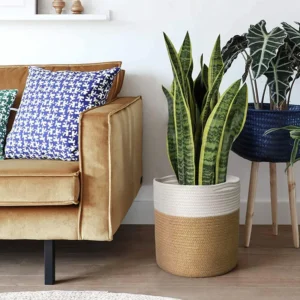 Cotton Rope Plant Basket Large Capacity Hand-Woven Flower Pot Holder Indoor Planter Storage Basket For Store Plants Toys Clothes