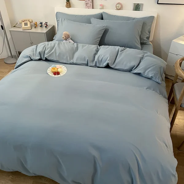 3-piece set, one solid-color duvet cover + one pair of pillowcases (without cores), soft bedding, home down duvet cover - Image 5
