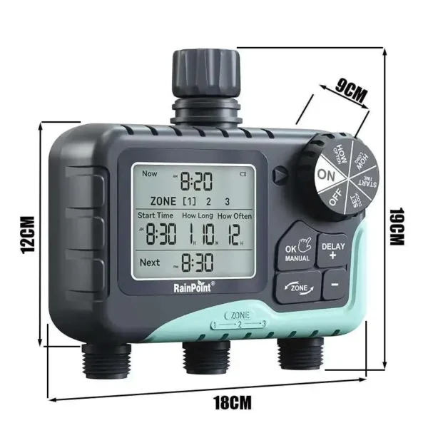 RainPoint Newest 3-Outlet Water Timer Independent Control Program Digital Garden Sprinkler - Image 5