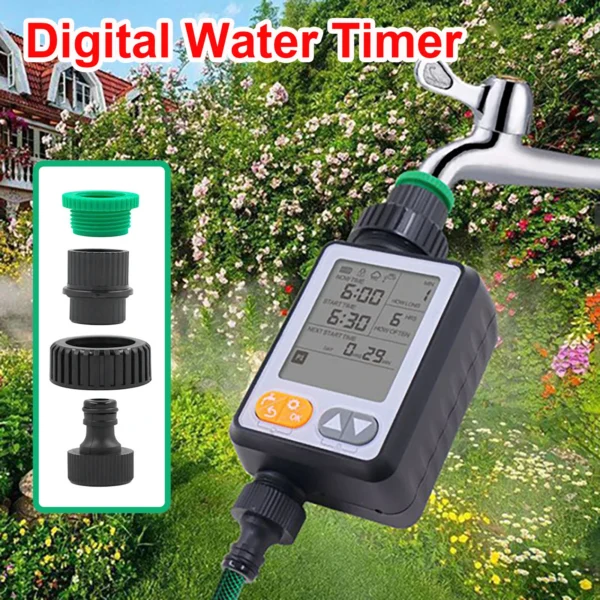 Digital Water Timer Garden Irrigation Controller Rainwater Sensing Automatic Watering Device LED Large Screen Watering Timer