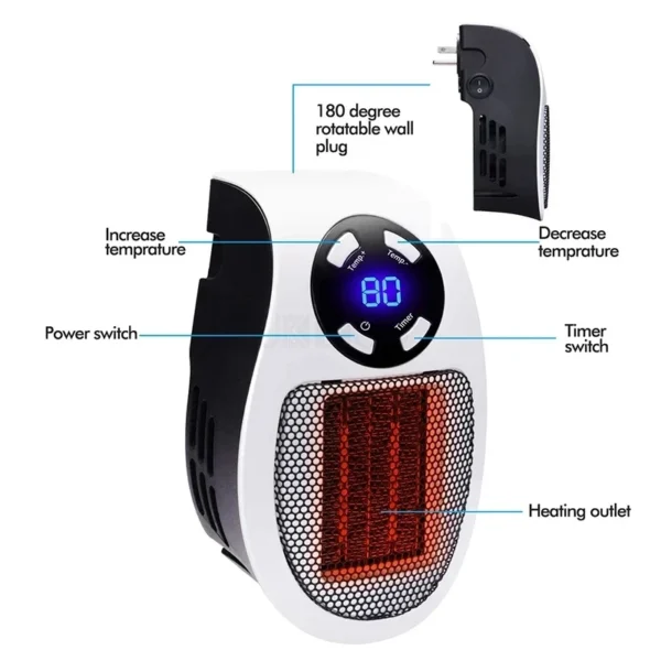 Electric Heater For Home Portable Plug In Wall Room Heating Stove Portable HouseholdPowerful Warm Blower Remote Control Warmer - Image 5