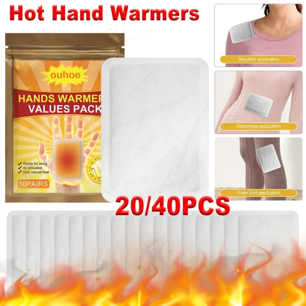 20/40PC Disposable Hand Warmer Value Pack Self-heating Cold-proof Warming Abdomen Warming Patch Warm Body Patch Outdoor Supplies - Image 2