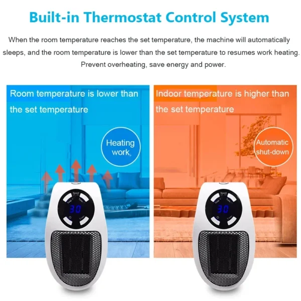 Electric Heater For Home Portable Plug In Wall Room Heating Stove Portable HouseholdPowerful Warm Blower Remote Control Warmer - Image 6