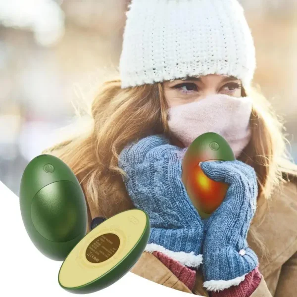 Magnetic Hand Warmer Multifunctional Avocado Hand Warmer 2-in-1 Small Avocado Pocket Warmer and Charging Bank for Outdoors - Image 5