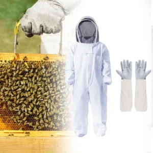 Ventilated Beekeeping Suit with Gloves Full Body Bee Suit Protective Clothing Outfit for Apiarist Farmhouse Backyard Beginners