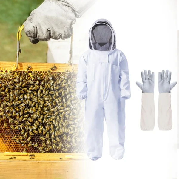 Ventilated Beekeeping Suit with Gloves Full Body Bee Suit Protective Clothing Outfit for Apiarist Farmhouse Backyard Beginners