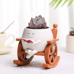 Swing Smile Face Planter Resin Hanging Cute Head Planters Creative Rocking Succulent Pot Home Garden Flower Container Patio Acce
