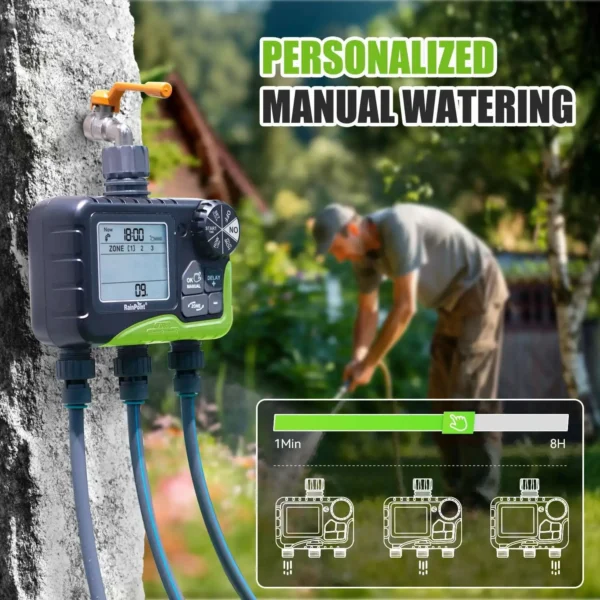 RainPoint Newest 3-Outlet Water Timer Independent Control Program Digital Garden Sprinkler - Image 6