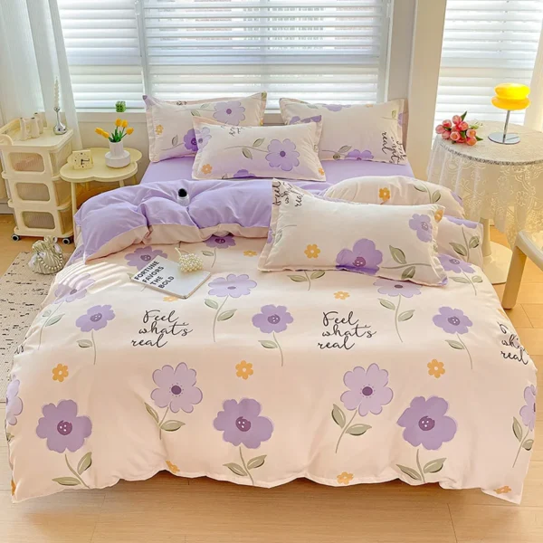 4pcs, 100% cotton bedding set, four piece sheet set comfort set girly fresh style couple bed comforter set