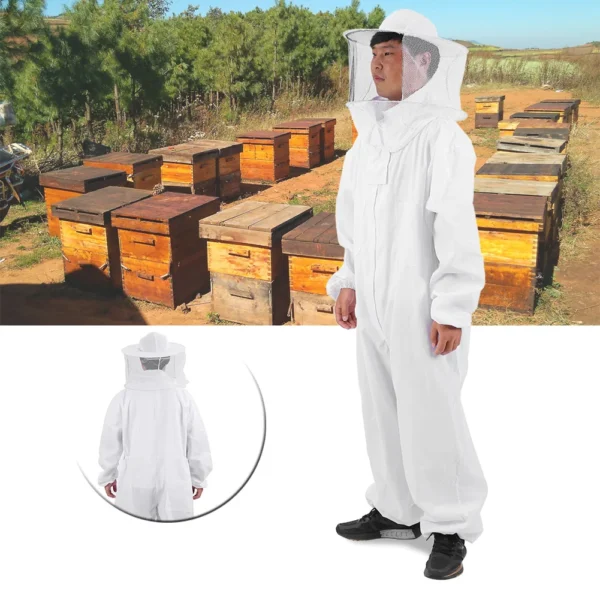 Beekeeper Protective Suit Beekeeper Suit Professional Beekeeping Protective Equipment Bee Keeping Full Body Beekeeper Suit Hat - Image 6