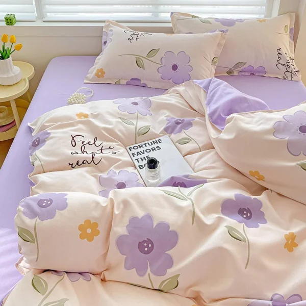 4pcs, 100% cotton bedding set, four piece sheet set comfort set girly fresh style couple bed comforter set - Image 6