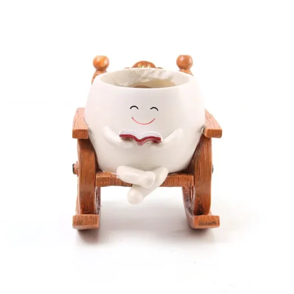 Swing Smile Face Planter Resin Hanging Cute Head Planters Creative Rocking Succulent Pot Home Garden Flower Container Patio Acce - Image 3