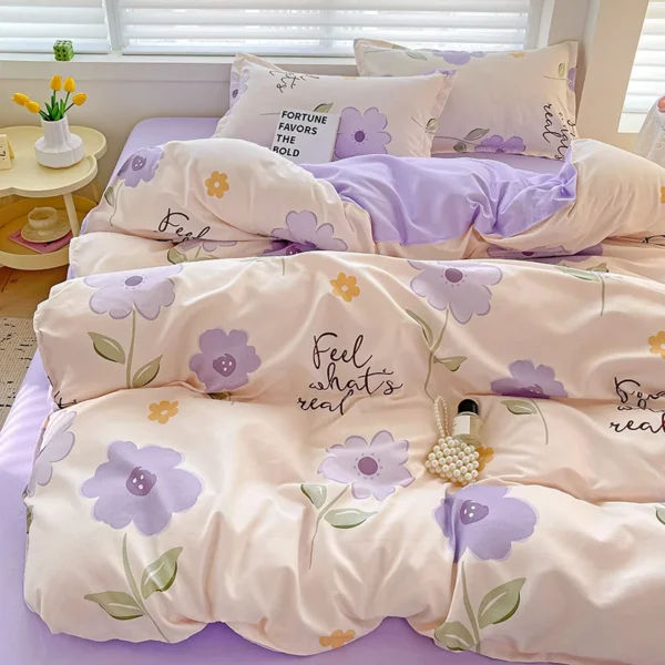 4pcs, 100% cotton bedding set, four piece sheet set comfort set girly fresh style couple bed comforter set - Image 5
