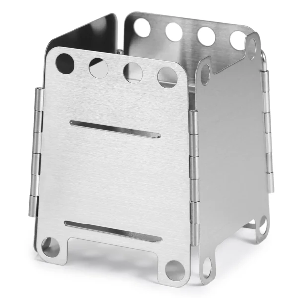 Portable Stainless Steel Lightweight Folding Wood Stove Pocket Stove Outdoor Camping Cooking Picnic Backpacking Stove - Image 2