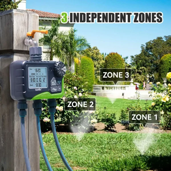 RainPoint Newest 3-Outlet Water Timer Independent Control Program Digital Garden Sprinkler - Image 2