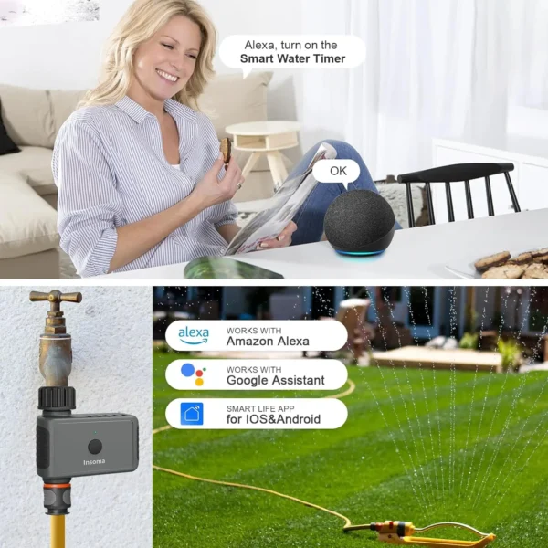 Insoma Wifi Automatic Sprinkle Timer Remote Garden Water Timer Smart Irrigation Watering System Hose Control Unit Support Alexa - Image 3