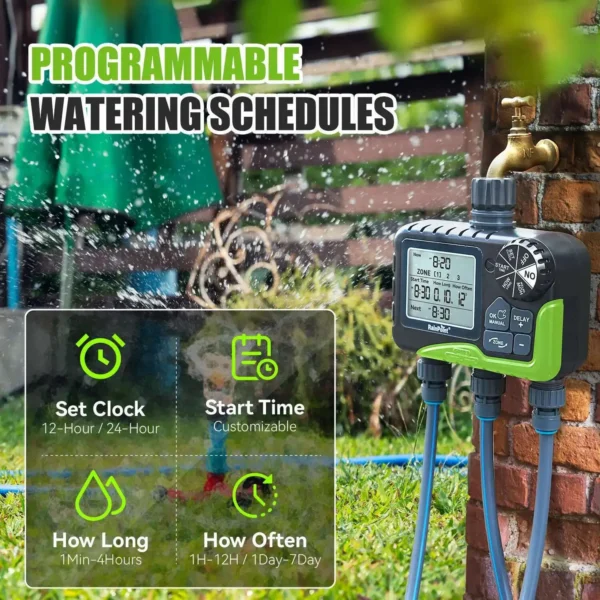RainPoint Newest 3-Outlet Water Timer Independent Control Program Digital Garden Sprinkler - Image 4