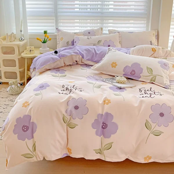 4pcs, 100% cotton bedding set, four piece sheet set comfort set girly fresh style couple bed comforter set - Image 2
