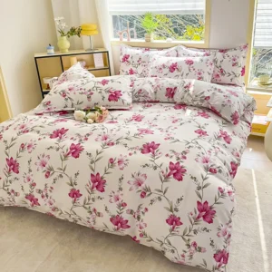 Printed three-piece set, one duvet cover and a pair of pillowcases (unpadded), suitable for bedrooms, hotels