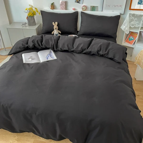 3-piece set, one solid-color duvet cover + one pair of pillowcases (without cores), soft bedding, home down duvet cover - Image 2